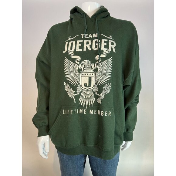 Team Joerger Lifetime Member Green Hoodie Gildan Heavy Blend Size XL - Picture 1 of 16